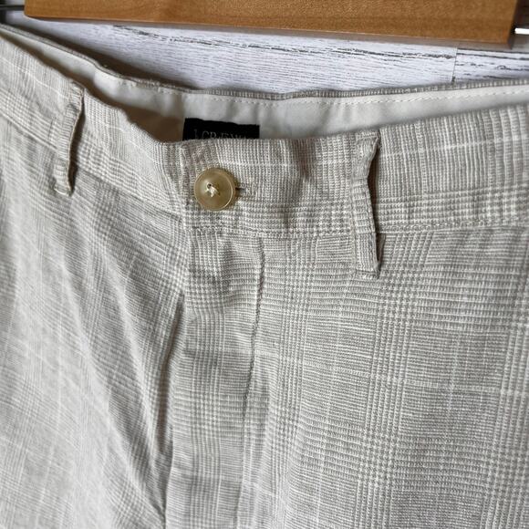 J Crew Pants Mens Size W 36 X L 32 Tan & White Plaid Straight Leg Linen Blend - Picture 10 of 16